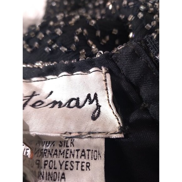 Vtg. Stenay MidCentury Style Silk Shell Beaded Formal Cocktail Midi Dress Sz 8 - Picture 8 of 16